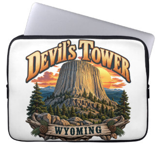 Devil’s Tower Wyoming Vintage Sunset Graphic Laptop Sleeve