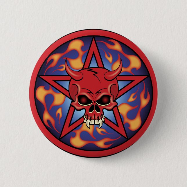 Devil Skull 2 Inch Round Button (Front)