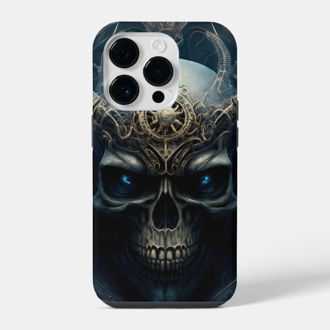 Devil Skull with sparkling blue eyes iPhone Case (Back)