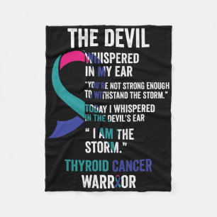 Devil- Thyroid Cancer Awareness Support Ribbon  Fleece Blanket