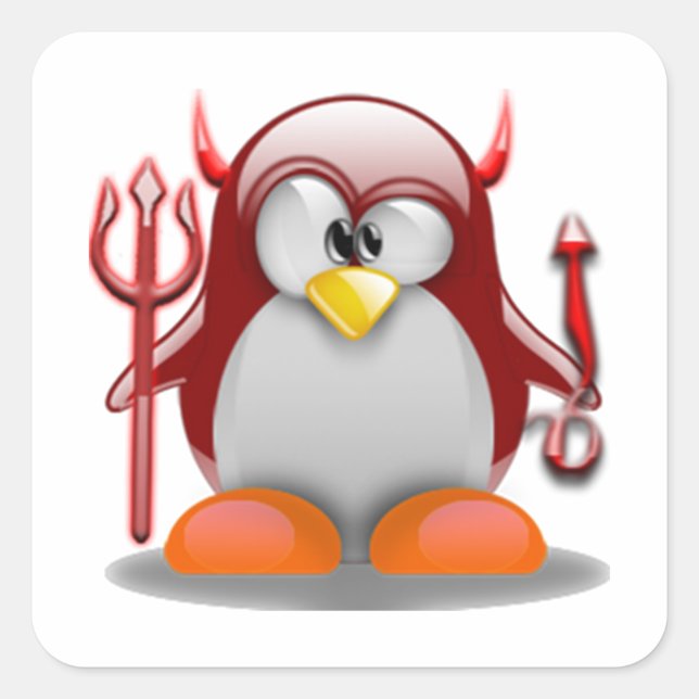 Devil Tux (Linux Tux) Square Sticker (Front)