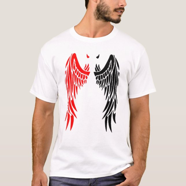 Devil Wings Horn In Red Back Of Demon T-Shirt (Front)
