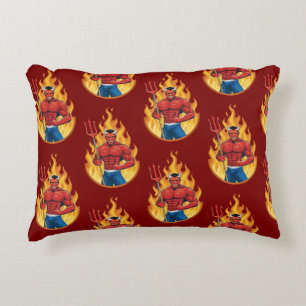Devil with trident accent pillow
