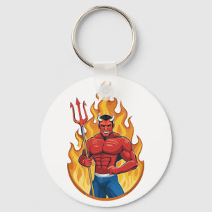 Devil with trident keychain