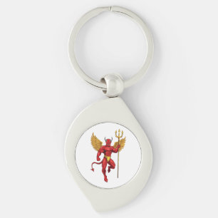 Devil with trident keychain