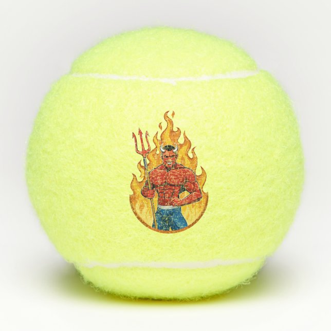 Devil with trident tennis balls (Front)