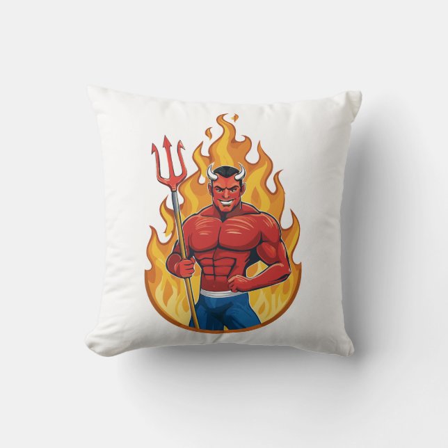Devil with trident throw pillow (Front)