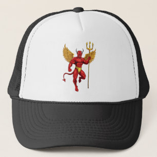 Devil with trident trucker hat