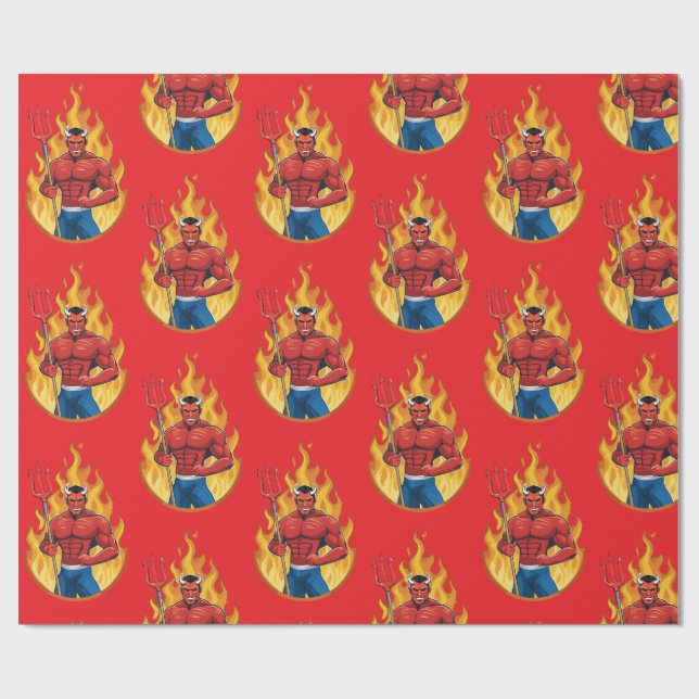 Devil with trident wrapping paper (Flat)