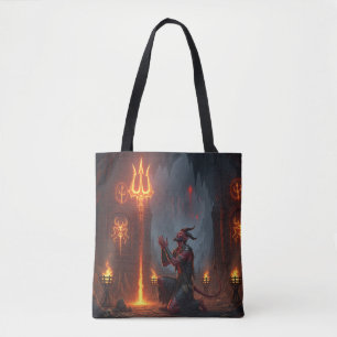 Devil Worship Trident Tote Bag