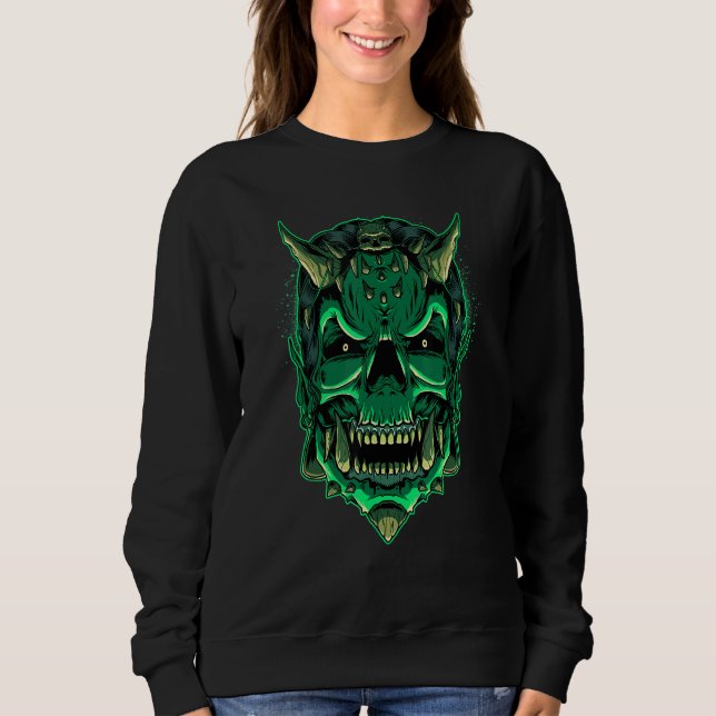 Devil Zombie Creepy Satan Evil Demon Head Skull Ha Sweatshirt (Front)