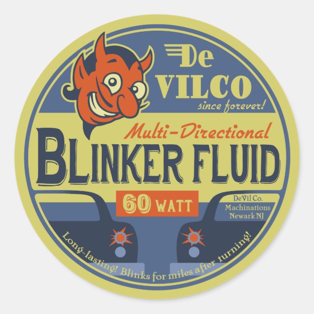 DeVilCo Blinker Fluid Classic Round Sticker (Front)
