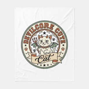 Devilcore Cute Cat Devilcore Cute Cat Vintage Vect Fleece Blanket
