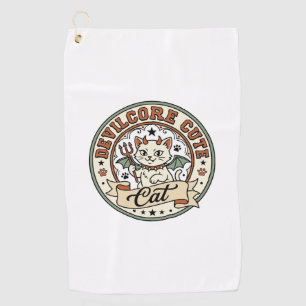Devilcore Cute Cat Devilcore Cute Cat Vintage Vect Golf Towel