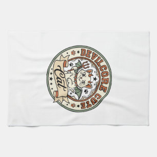 Devilcore Cute Cat Devilcore Cute Cat Vintage Vect Kitchen Towel