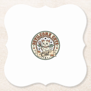 Devilcore Cute Cat Devilcore Cute Cat Vintage Vect Paper Coaster