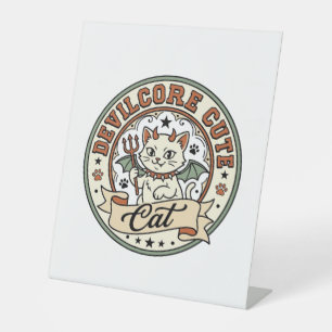 Devilcore Cute Cat Devilcore Cute Cat Vintage Vect Pedestal Sign