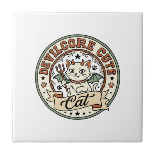 Devilcore Cute Cat Devilcore Cute Cat Vintage Vect Tile