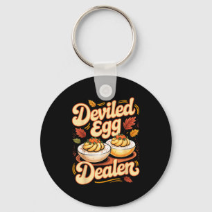 Deviled Egg Er Funny Retro Thanksgiving Food Quote Keychain