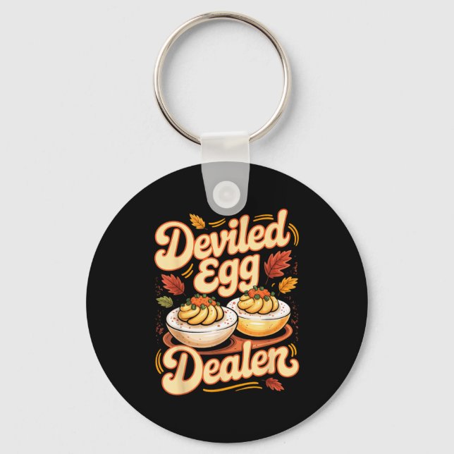 Deviled Egg Er Funny Retro Thanksgiving Food Quote Keychain (Front)