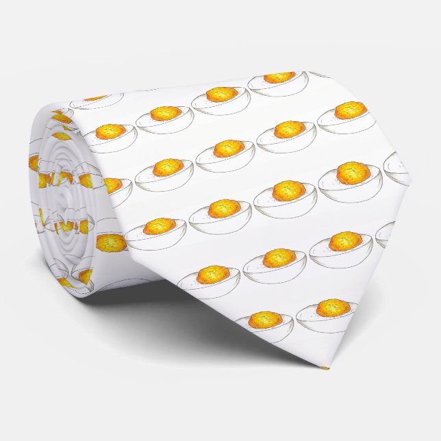 Deviled Egg Picnic Food Foodie Lunch Print Yellow Tie (Rolled)