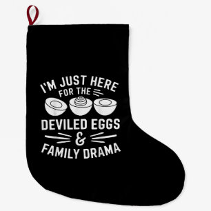 Deviled Eggs Family Drama Funny Foodie Gift Thanks Large Christmas Stocking