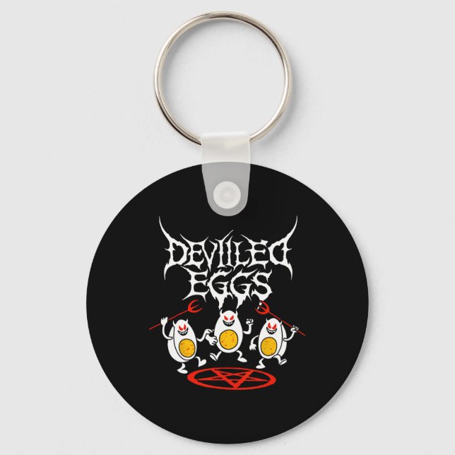 Deviled Eggs Metal Funny Cartoon Deviled Eggs Danc Keychain (Front)
