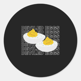 Deviled Eggs Retro Dinner Humor Food Lover Thanksg Classic Round Sticker