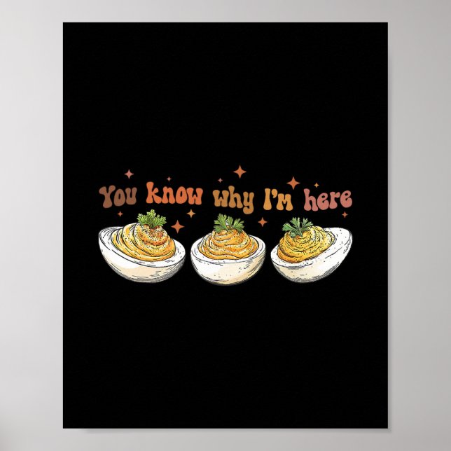 Deviled Eggs You Know Why Im Here Thanksgiving Men Poster (Front)