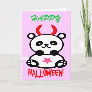 ♫♥Devilish Cute Baby-Panda Halloween Card♥♪ Card