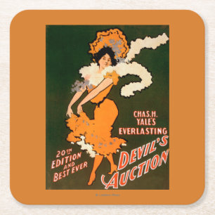 Devil's Auction Woman in Costume Theatre Square Paper Coaster