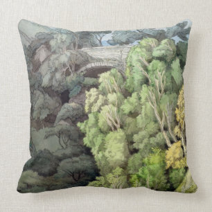 Devil's Bridge, 1810 (w/c with pen & ink over grap Throw Pillow