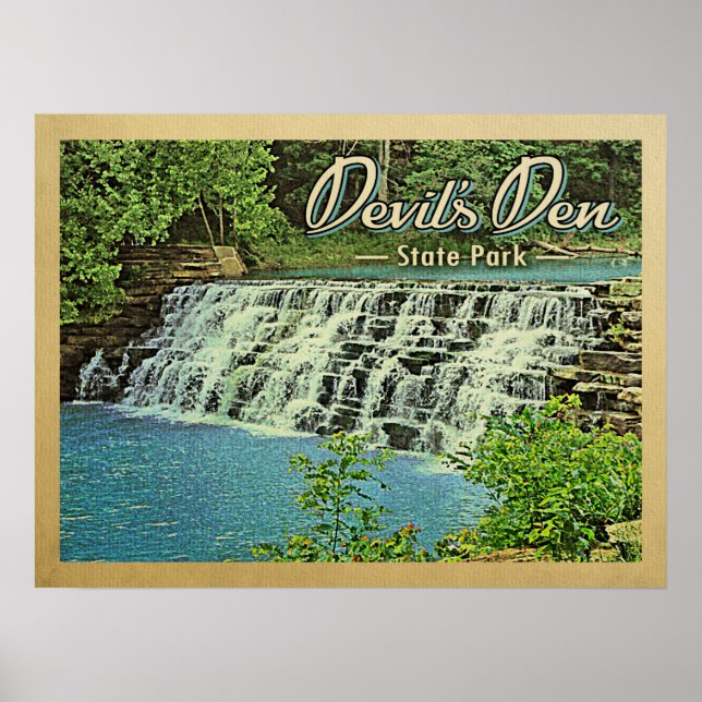 Devil's Den State Park Vintage Travel Poster (Front)