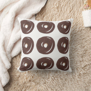 Devil's Food Dark Chocolate Cake Doughnut Doughnut Throw Pillow