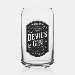 Devil's Gin Halloween Party Vintage Can Glass