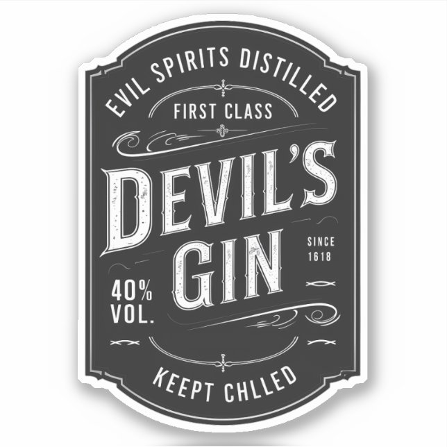 Devil's Gin Label Sticker (Front)