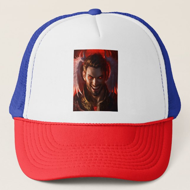 Devil's Halo: Illuminate Your Play with LED Winged Trucker Hat (Front)