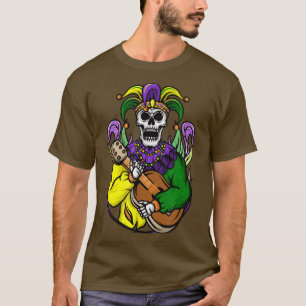 Devil's Jester Skull Skeleton Jester guitarist Gui T-Shirt