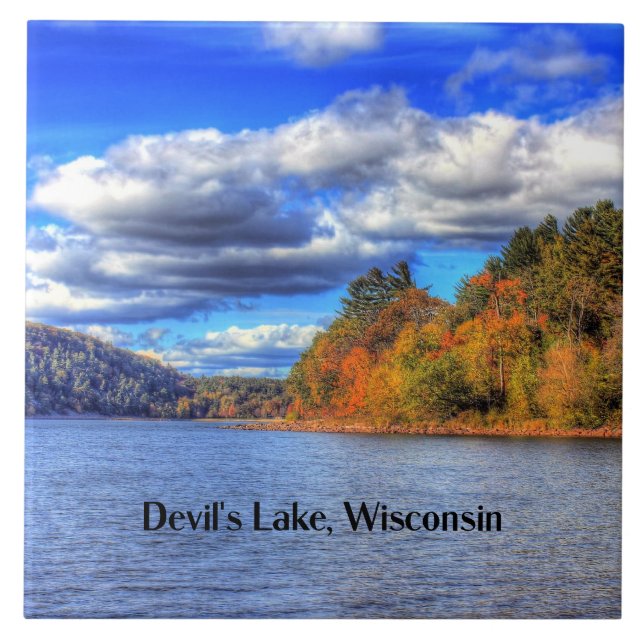 Devil's Lake, Wisconsin scenic photograph Tile (Front)