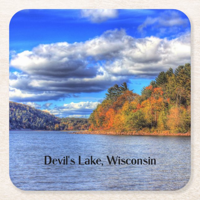 Devil's Lake, Wisconsin Square Paper Coaster (Front)