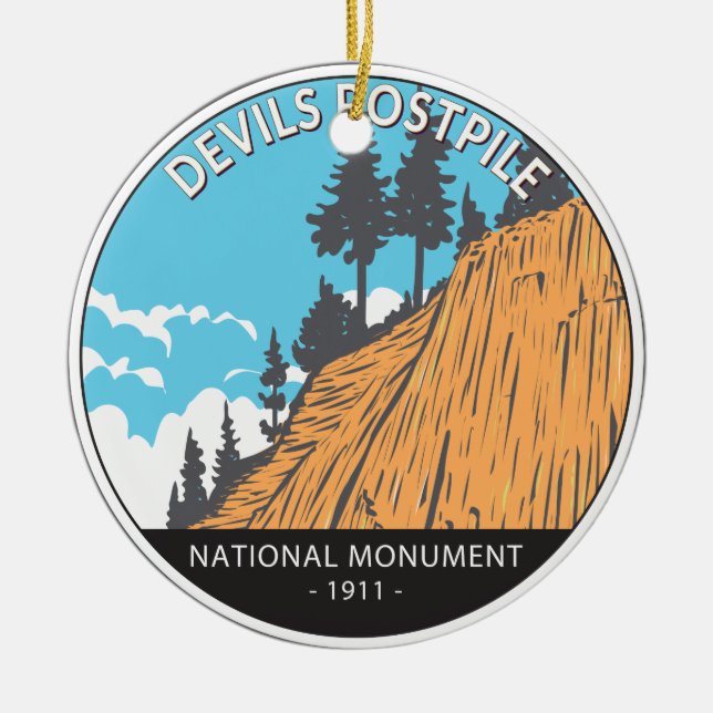 Devils Postpile National Monument Vintage Ceramic Ornament (Front)