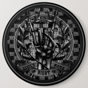 Devil's right hand 6 inch round button
