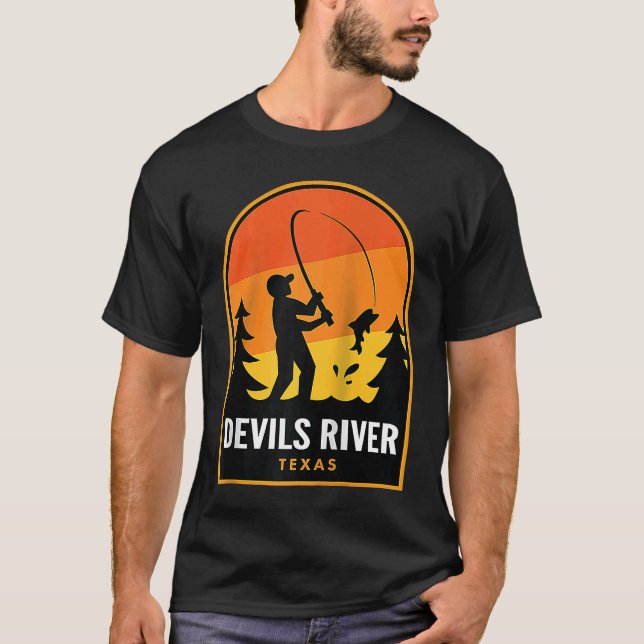 Devils River Texas Fishing Raglan T-Shirt (Front)