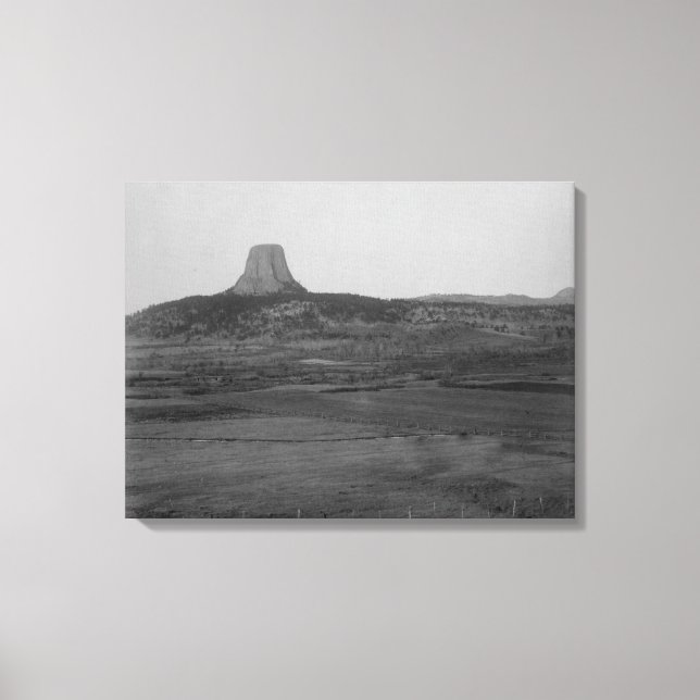 Devil's Tower 2 Miles Distant with Ranch in the Canvas Print (Front)