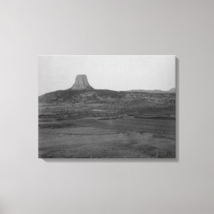 Devil's Tower 2 Miles Distant with Ranch in the Canvas Print