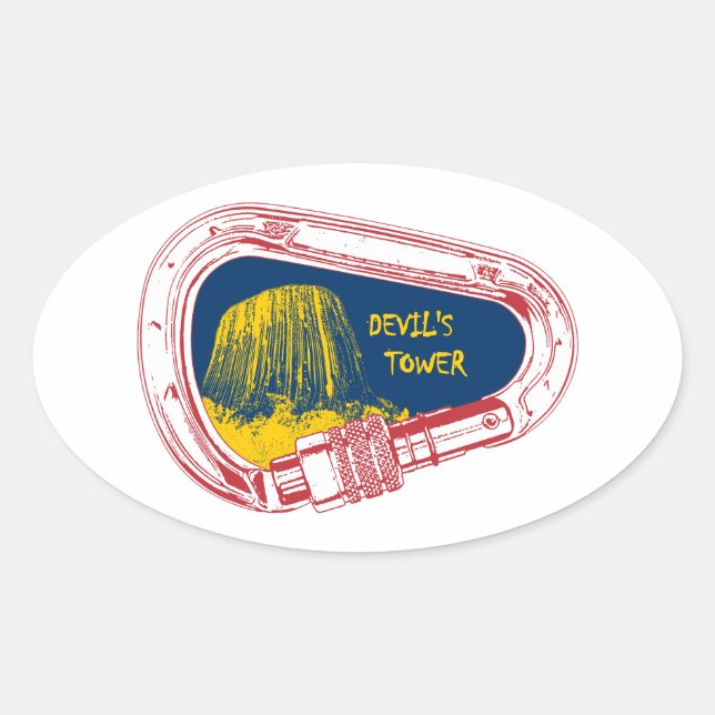 Devil's Tower Climbing Carabiner Oval Sticker (Front)