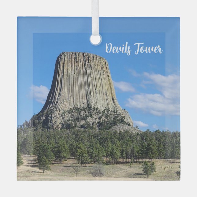 Devils Tower Glass Ornament (Front)