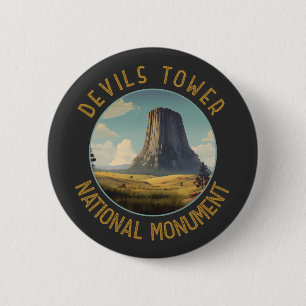 Devils Tower National Monument Distressed Circle 2 Inch Round Button