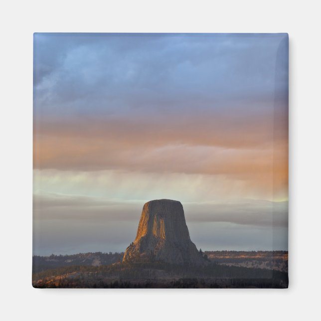 Devils Tower National Monument, Storm at Sunset Magnet (Front)