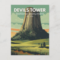 Devils Tower National Monument Travel Art Vintage